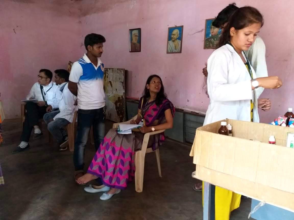 IIES medical volunteers running a rural health screening camp