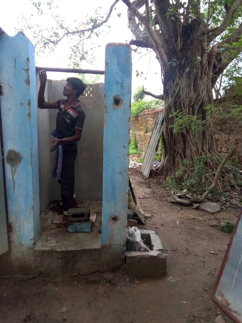 A completed household sanitation unit in a project village
